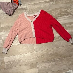 Francesca's Collections Pink and Red Cardigan